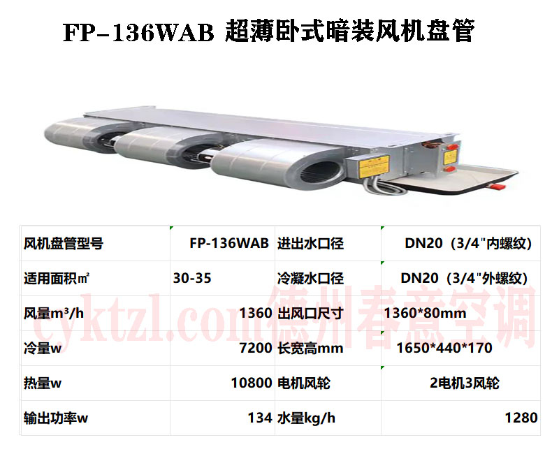 FP-136WAB超薄臥式暗裝風(fēng)機(jī)盤管